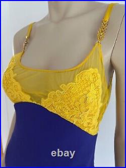 Gianni Versace F/W 1996 Runway Vintage Lace Colorblock Evening Dress IT 40 US4