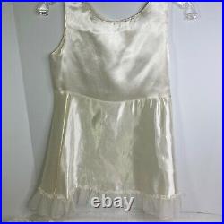 Girl Ivory Sheer Overlay Lace EASTER Dress Slip Frilly Communion Wedding Vintage