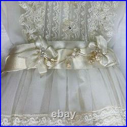 Girl Ivory Sheer Overlay Lace EASTER Dress Slip Frilly Communion Wedding Vintage
