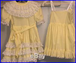 Girls vintage dress size 6 YELLOW LACE FULL SKIRT W SLIP NEVER WORN BEAUTIFUL