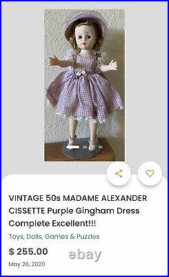 Gorgeous 1950s Vintage Madame Alexander CISSETTE Doll Tagged Dress, Slip, Undies