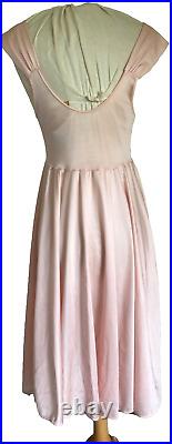 Gorgeous Vintage Olga Lingerie Dress Cap Sleeve Pink Nylon, Short Full Skirt L