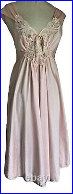 Gorgeous Vintage Olga Lingerie Dress Cap Sleeve Pink Nylon, Short Full Skirt L