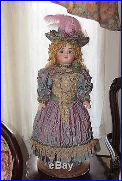 Gorgeous Vintage Reproduction French Doll Dress, Hat, Shoes & Slip Set 28-30