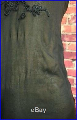Gruppo LA PERLA Sz S SILK LONG MAXI SLIP NIGHT GOWN SLEEP DRESS BLACK Vintage