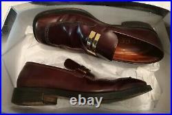 Gucci 110 1420 vintage Leather Loafers Slip-on Shoes Burgundy Size uk 10 eu 44