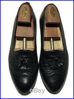 Gucci Vintage Mens Black Leather Tassel Wingtip Slip On Loafers Size 42.5 D