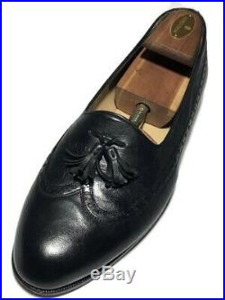 Gucci Vintage Mens Black Leather Tassel Wingtip Slip On Loafers Size 42.5 D