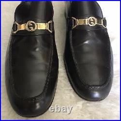 Gucci Vintage Mens Horse bit Dark Bro Loafers/Slips On Shoes size 42.5 US 9.5