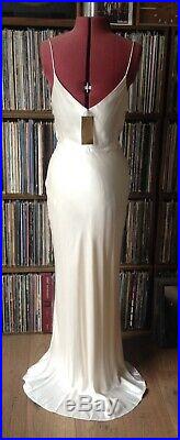 H&M Cream Cupro Satin Slip Cami Maxi Wedding Dress 8-10 36 Vintage Ghost Style