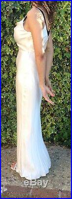 H&M Cream Cupro Satin Slip Cami Maxi Wedding Dress 8-10 36 Vintage Ghost Style