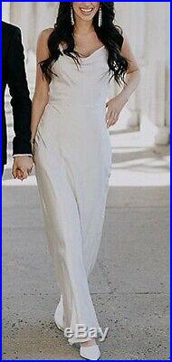 H&M Cream Cupro Satin Slip Cami Maxi Wedding Dress 8-10 36 Vintage Style £119