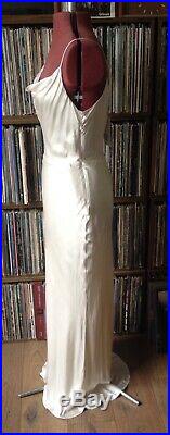 H&M Cream Cupro Satin Slip Cami Maxi Wedding Dress 8-10 36 Vintage Style AW18
