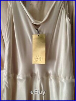 H&M Cream Cupro Satin Slip Cami Maxi Wedding Dress 8-10 36 Vintage Style AW18