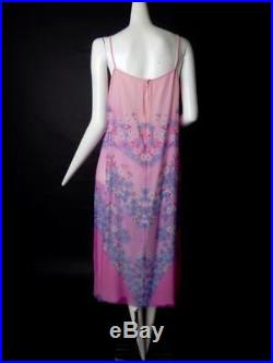 HANAE MORI-1980s Pink Floral Chiffon Slip Dress, Size-12