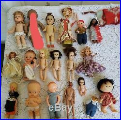 HUGE antique doll lot (1930-1973) 49 dolls and 60+ vintage baby dresses/slips