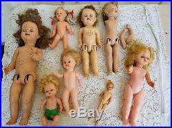 HUGE antique doll lot (1930-1973) 49 dolls and 60+ vintage baby dresses/slips