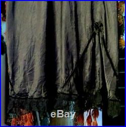 Hollywood Bomb 1920s/30s Silk Satin Slip Dress withVelvet/Lace/Fringed Capelet