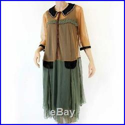 Hopeless Romantic Nataya Vintage Collared Bead Gown Dress Slip Set XL fits L