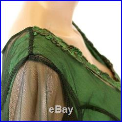 Hopeless Romantic by Nataya Vintage Green Party Gown Dress Slip Set Large