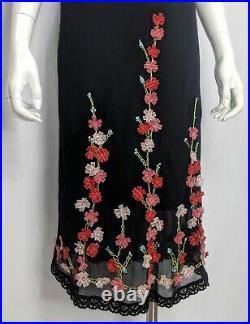 Iconic BETSEY JOHNSON Vintage Sz 4 Silk Mesh Slip Dress withRibbon Rosette Accents
