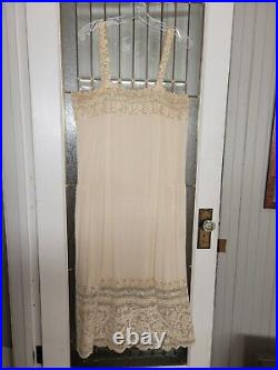 Intricate Lace 20's Flapper Full Length Slip Beige Silk So Much Lace