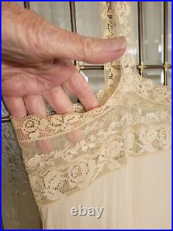 Intricate Lace 20's Flapper Full Length Slip Beige Silk So Much Lace