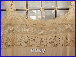 Intricate Lace 20's Flapper Full Length Slip Beige Silk So Much Lace