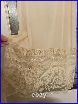 Intricate Lace 20's Flapper Full Length Slip Beige Silk So Much Lace