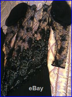 JUDY HORNBY COUTURE Vintage DRESS & Slip Worn to 1974 Academy Awards Excellent M