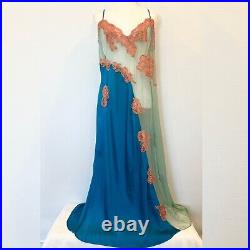 Jacalyn Bennett Frederick's of Hollywood Silk Beaded Maxi Gown Slip Dress 3X