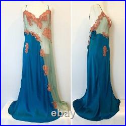 Jacalyn Bennett Frederick's of Hollywood Silk Beaded Maxi Gown Slip Dress 3X