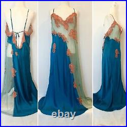 Jacalyn Bennett Frederick's of Hollywood Silk Beaded Maxi Gown Slip Dress 3X