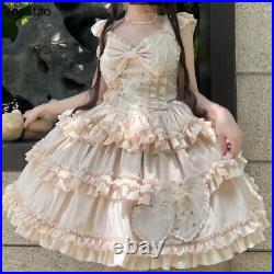 Japanese Gothic Lolita Princess Jsk Dress Vintage Kawaii Bow Ruffles Heart Slip