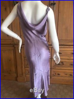 John Galliano Vintage 90's Bias Cut Lavender Slip Dress w High Slit