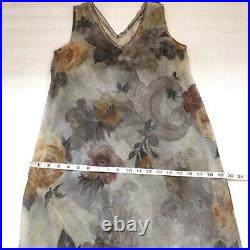 Johnny Wash Vintage 90's Gray Yellow Floral V neck Sleeveless Slip Maxi Dress S