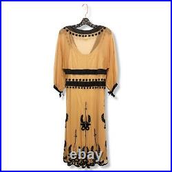 Jorando Y2K Vintage Beige/Nude Sheer Embellished Beaded Party Dress6/US