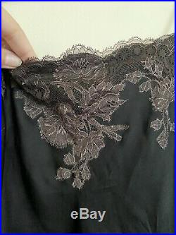 Josie Natori Lolita Glamour Chemise Silk Black Lace Slip Retail $350 Medium