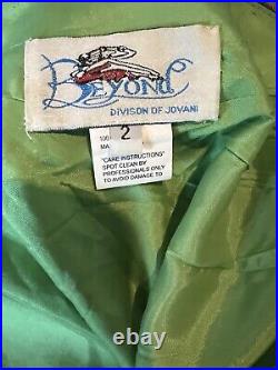 Jovani Beyond Vtg Silk Beaded Sparkle King Cross Back Zip Dress Sz 2 Homecoming