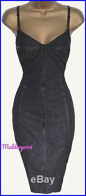 Karen Millen Sexy Vintage Black Lace Mesh Wiggle Slip Corset Dress Uk 12