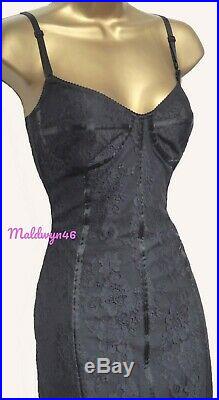 Karen Millen Sexy Vintage Black Lace Mesh Wiggle Slip Corset Dress Uk 12