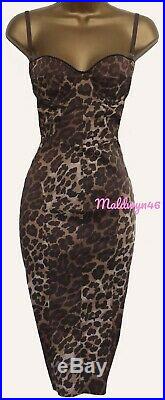 Karen Millen Sexy Vintage Leopard Animal Print Wiggle Bustier Slip Dress Uk 10