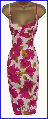 Karen Millen? Stunning Vintage Pink Rose Corset Slip Wiggle Dress? Uk 10