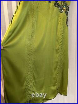 Karen Millen Vintage 90s Y2K Silk Slip Cami Dress 10-12 Green Sexy Fairy Pixie