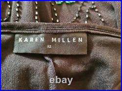 Karen Millen? Vintage Sequin Embellished Black Mesh Wiggle Slip Dress? Uk 8-10