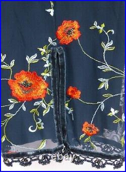 Karen Millen Vintage Sexy Embroidered Floral Mesh Wiggle Slip Dress Uk12