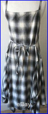 Krista Larson Black/Gray Plaid Flannel Long Pinwheel Slip Vintage Style