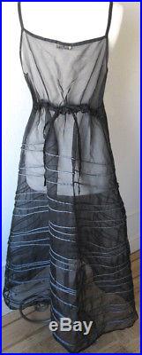 Krista Larson Black Silk Organza LONG Spring Slip Romantic Vintage Style