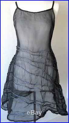 Krista Larson Black Silk Organza SHORT Spring Slip Romantic Vintage Style
