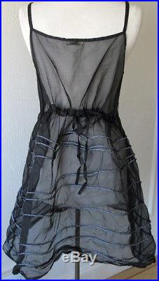 Krista Larson Black Silk Organza SHORT Spring Slip Romantic Vintage Style